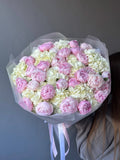 pink peonies and hydrangeas